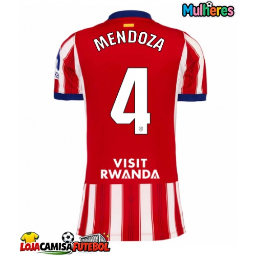 Camisa de Futebol Atletico Madrid Rodrigo Mendoza #4 Equipamento Principal Mulheres 2026-27 Manga Curta
